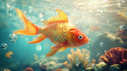 Fototapeta premium tropical fish swimming in aquarium