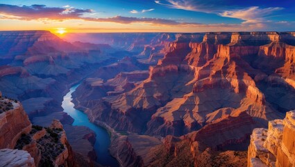 Extreme sunset panorama of the Grand Canyon