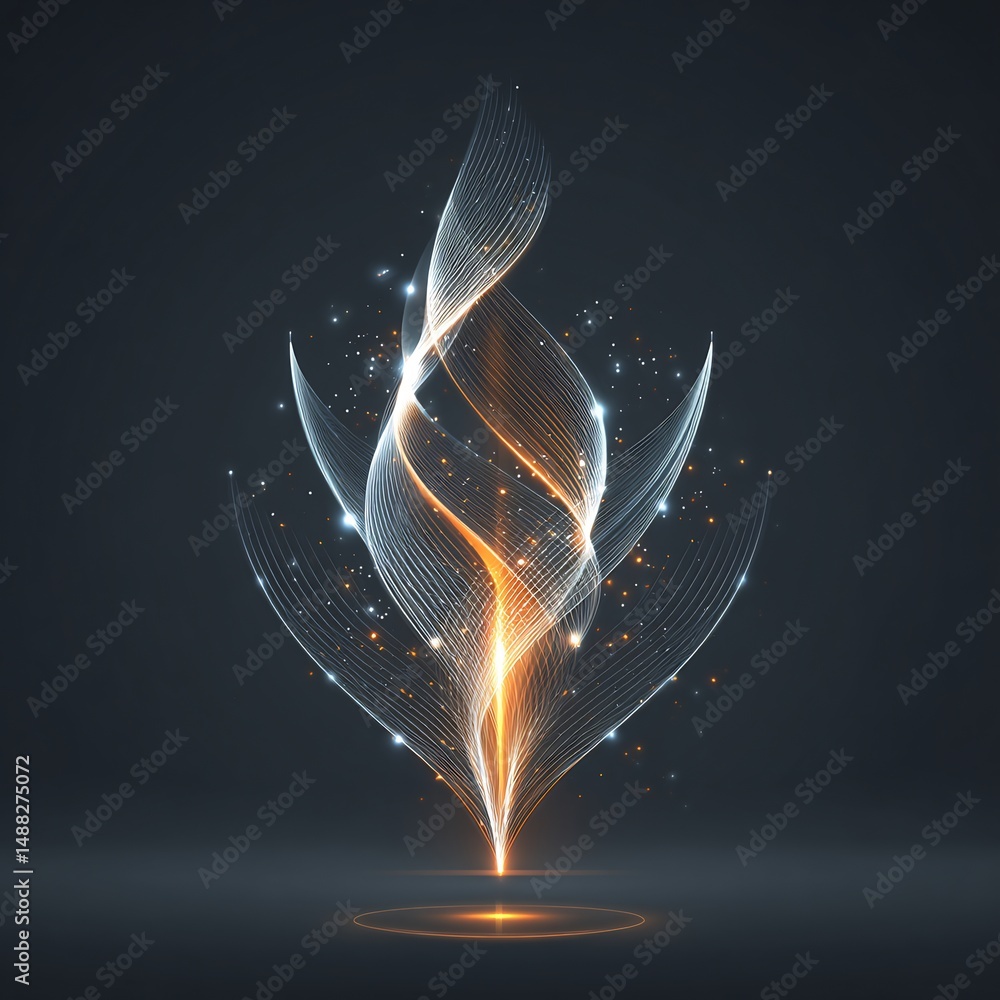 Aufkleber abstract glowing filament structure on dark backdrop conveying energy and dynamics