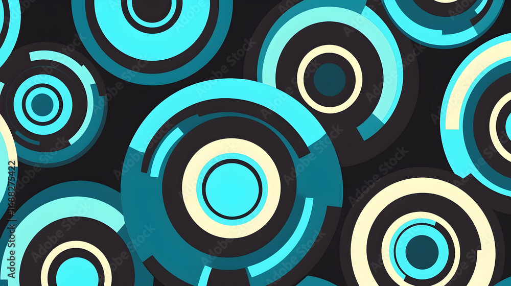 Wall mural abstract teal and beige circles background design, website header or app interface