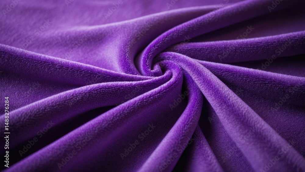 Poster empty background of soft textile material in bright violet shade.