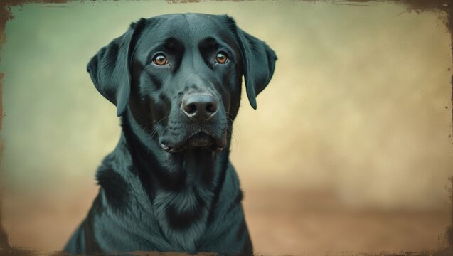 Vintage-style filter effect on a black labrador dog