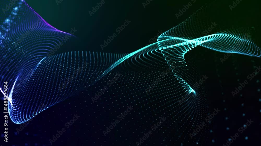 Poster futuristic dots and lines wave flow abstract dynamic digital background. beautiful animation of dyna