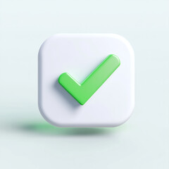 This image shows a green checkmark inside a white square with a green border.