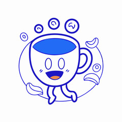 Happy Cartoon Coffee Cup Illustration