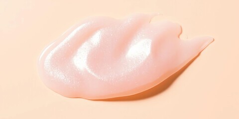 Shimmering pearl lip gloss, oil, or shampoo smudge on beige, oil, shampoo