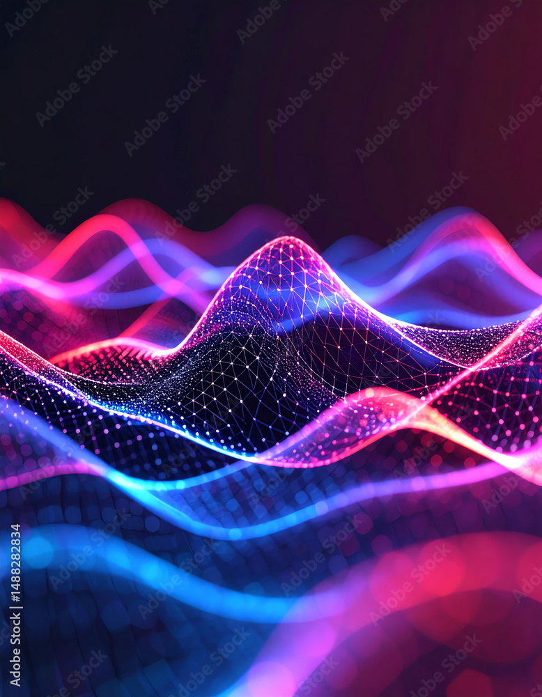 Aufkleber colorful, abstract representation of waveforms, showcasing a digital landscape with vibrant gradient