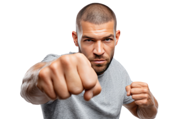 Focused Confrontation: A determined individual delivers a direct fist, embodying strength, courage, and decisive action.