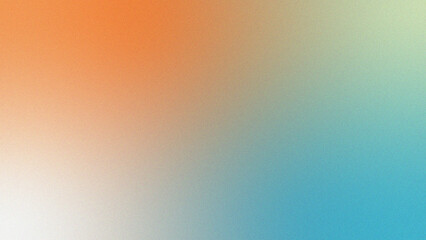 Abstract gradient background with noise texture in orange teal and blue hues for design