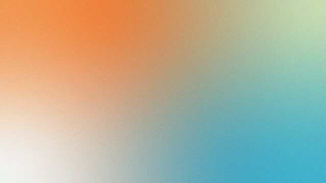 Abstract gradient background with noise texture in orange teal and blue hues for design