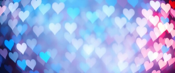 Soft blue bokeh heart shapes, Valentine's Day background, photography, pretty