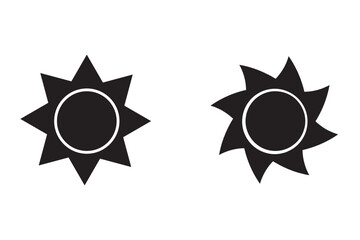 Sun icon set. Yellow sun icons. Shine sun ray set. Sunset icon collection.  Sunset icon collection. Yellow sun star icons. Vector illustration .  