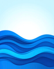 Obraz premium Abstract blue waves create a calming visual effect, showcasing smooth gradients and layers against a light backdrop