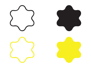 Four Abstract Star-Shaped Icons in White, Black, and Yellow