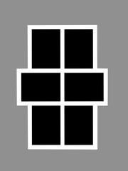 Empty photo frames, vector collage template layout of six photo frames