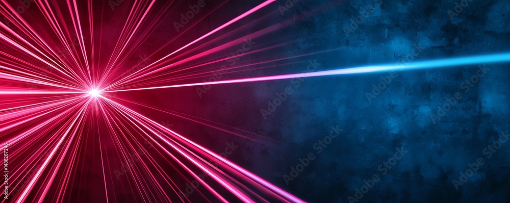 Poster mesmerizing display of red and blue light interacting in a dazzling show of color against a dark bac