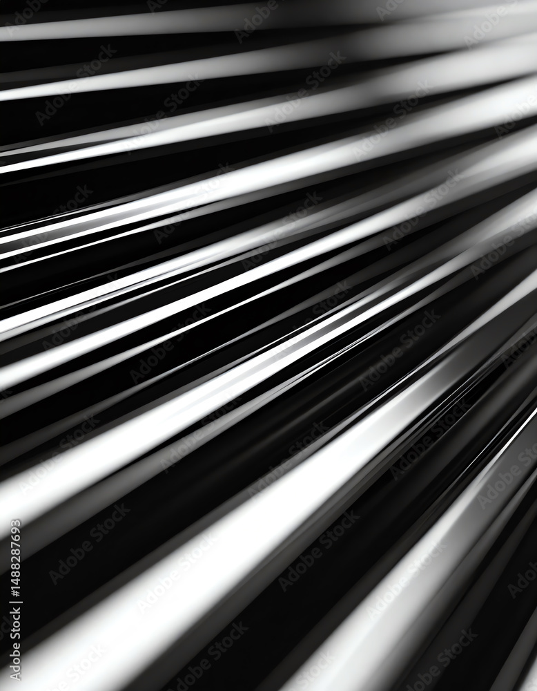 Poster abstract image featuring sleek, metallic lines converging, creating a dynamic interplay of light and