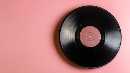 Fototapeta premium Vintage Vinyl Record on Pink Background for Music and Retro Concepts