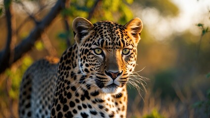 Naklejka premium A young male Leopard spotted during a safari