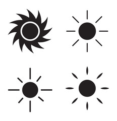Sun icon set. Brightness flat icon. Solar icon. Decorative circle full. Solar summer icon isolated on white background. Flat design. Vector illustration. 