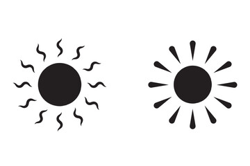 Sun icon set. Yellow sun icons. Shine sun ray set. Sunset icon collection. Yellow sun star icons. Hot solar energy for tan.  eps 10 