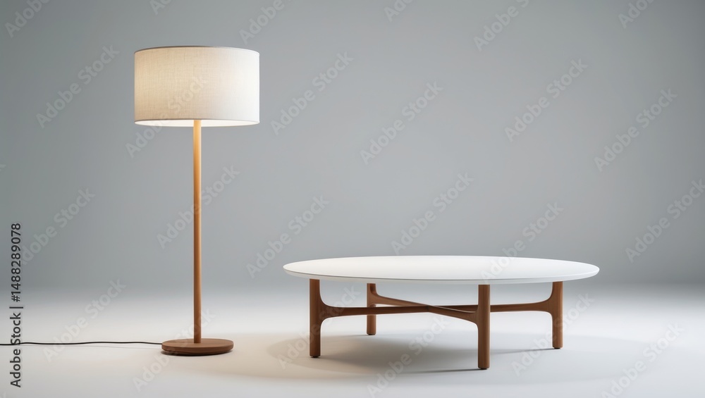Aufkleber Floor lamp and coffee table displayed in isolation on background