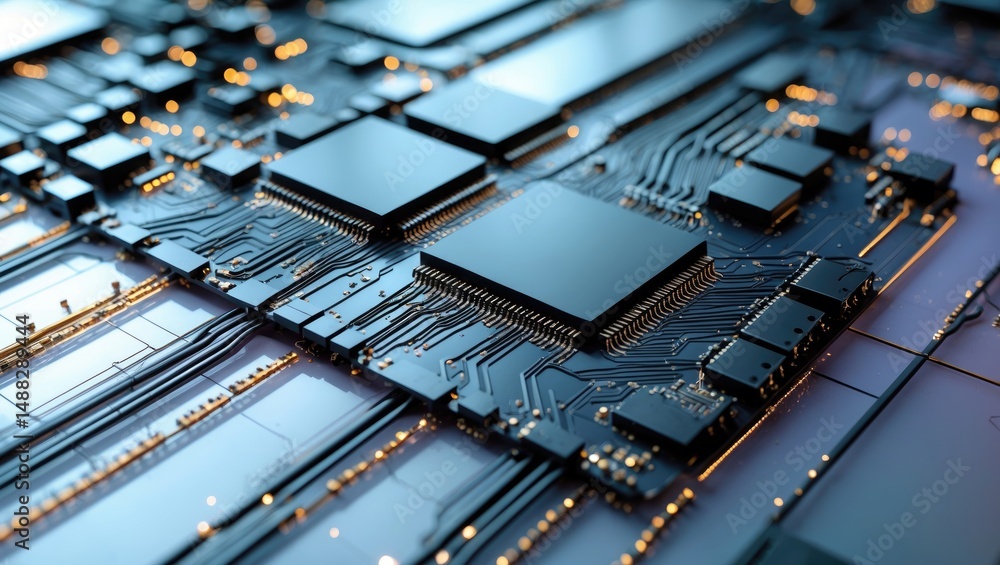 Poster detailed view of circuit board texture. layout.