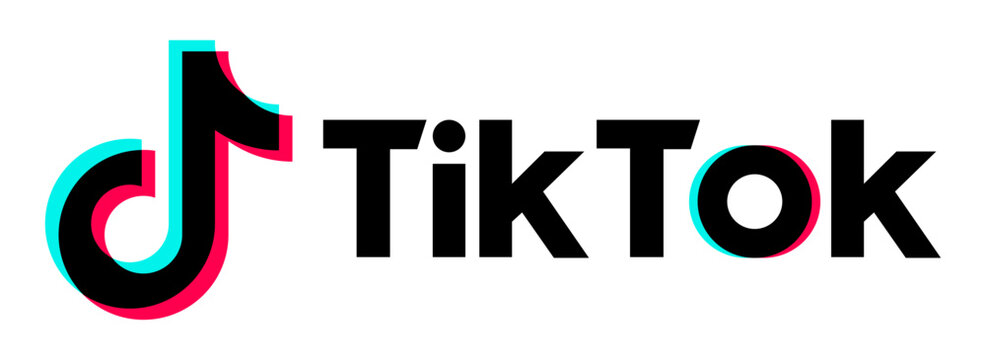 TikTok logo icon, tiktok logotype text editorial in vector flat style - April 4, 2025