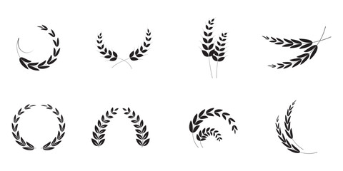 Wheat silhouette collection. Ear of wheat symbols. Wheat icon set .  eps 10 