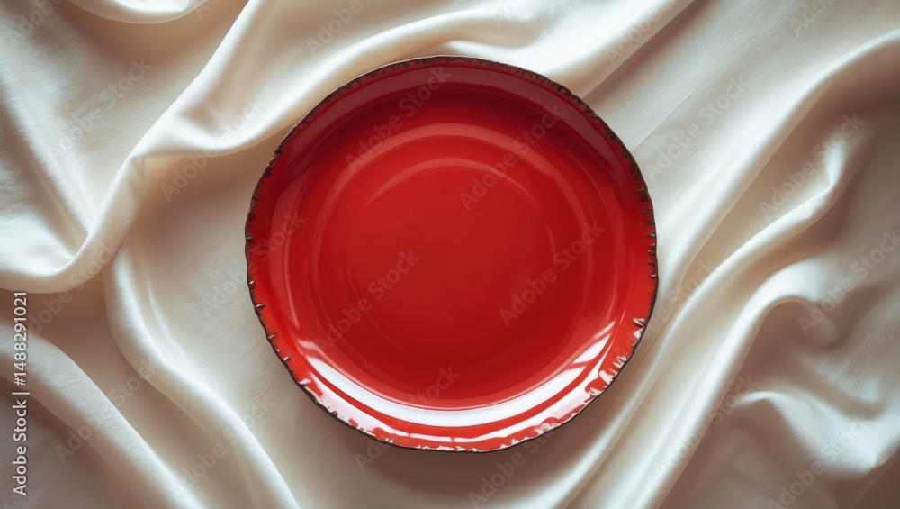 Poster ceramic round plate without contents, seen from above on a white background with clipping path.
