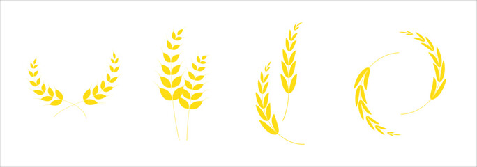 Gold wheat silhouette collection. Wheat or rice icon symbol vector illustration. eps 10 