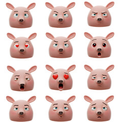 Cartoon pig faces with various emotions collection