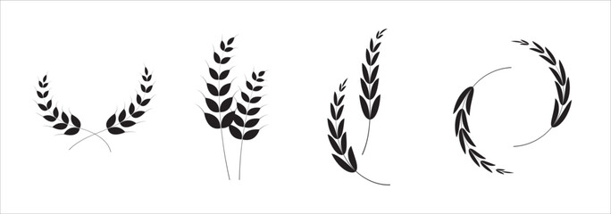 Gold wheat silhouette collection. Wheat or rice icon symbol vector illustration. eps 10 