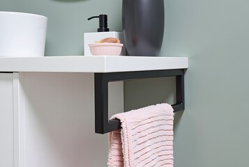 Bathroom Shelf with Towel and Soap Dispenser