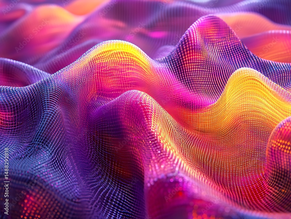 Poster Luminous undulating surface with vibrant gradient and structured texture