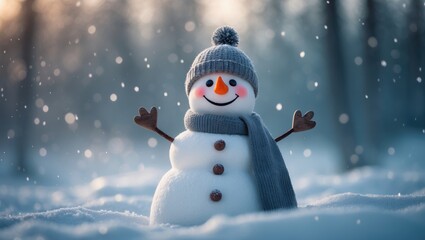 Content snowman on a wintery day