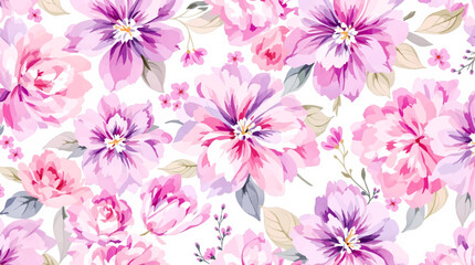 Fototapeta premium Romantic spring blossom pattern in gentle pink and lavender tones