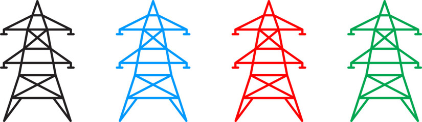 Electric tower icon. Outline illustration of electric tower vector icon for web design isolated on white background. Vector illustration.