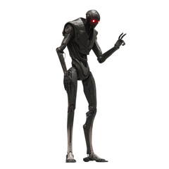 Futuristic Android Robot Posing with Red Eyes, 3D Render