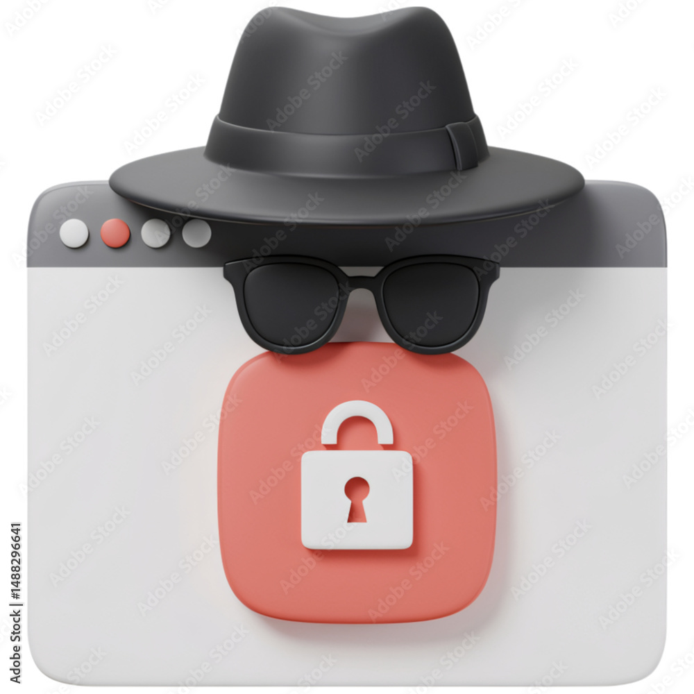 Poster hacker icon with hat and sunglasses isolated on a transparent background