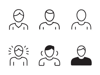 Fototapeta premium Simple Line Art User Icons Set for Digital Interface Design