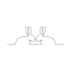 Rabbit animal one line drawing art outline pro vector illustration and minimalistic