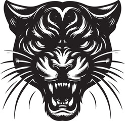 Fototapeta premium tiger head tattoo Tiger Roaring Face Symmetrical Tribal Line Art Vector new unique trendy 2025 