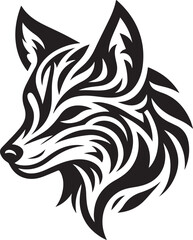 Fototapeta premium wolf tribal tattoo Fox Head Tribal Vector with Stylized Fur Bold Wildlife Tattoo Design new unique trendy 2025