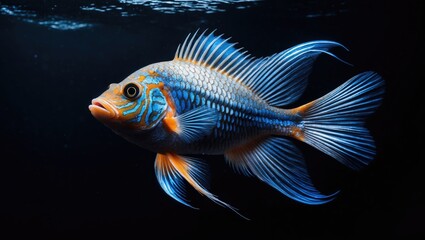 Fototapeta premium Against a dark backdrop with stunning fish