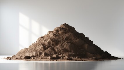 Isolated dirt pile on white background, featuring a side view with clipping path