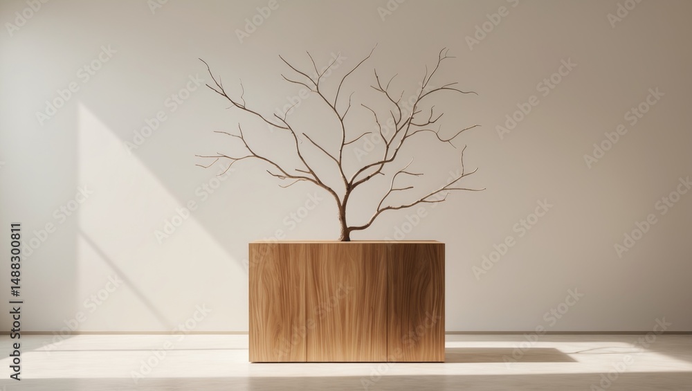 Poster An abstract minimalist scene featuring fragile tree branches.