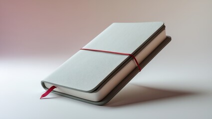 White backdrop featuring a closed office notebook