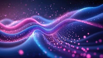 Obraz premium Explore a network of flowing particles and wave textures in a colorful, abstract design perfect for digital and science-inspired themes
