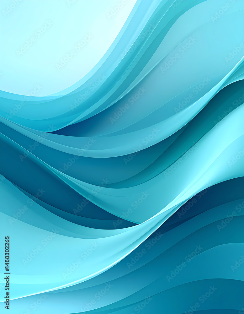 Poster flowing waves of blue gradients create a serene and calming abstract design, evoking a sense of tran